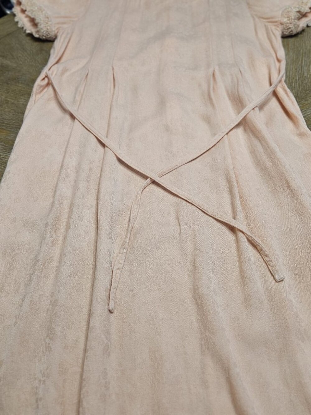 Vintage 90s Sarah Elizabeth Blush Pink Floral Lace Prairie Maxi Dress M/L - Picture 6 of 11